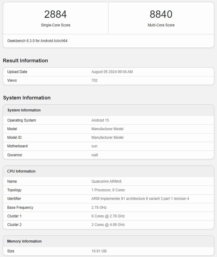 Benchmark Snapdragon 8 Gen 4