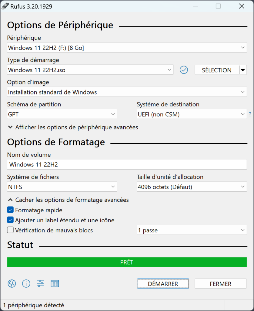 Bypass exigence installation Win 11
©Rufus