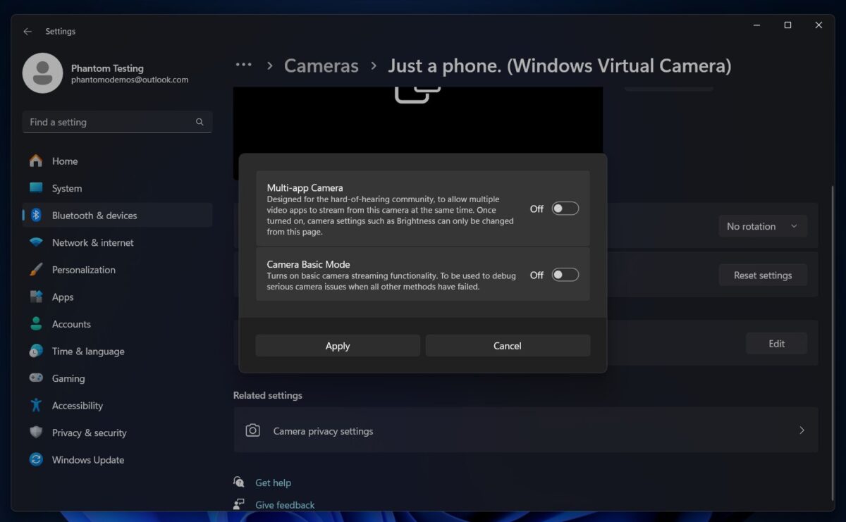 Win 11 24 H2 Webcam plusieurs apps simultanément