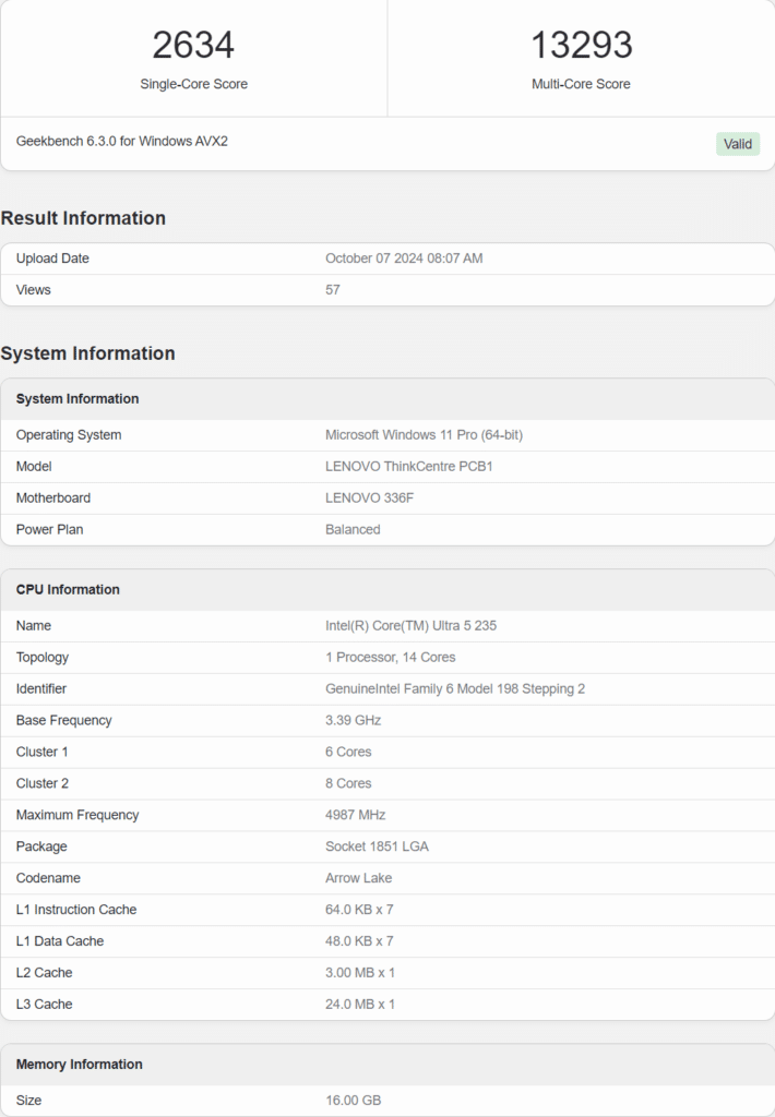 benchmark du intel core ultra 5 235