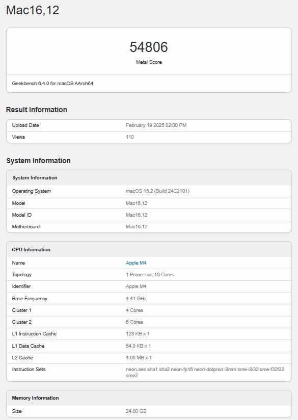 benchmark macbook air m4