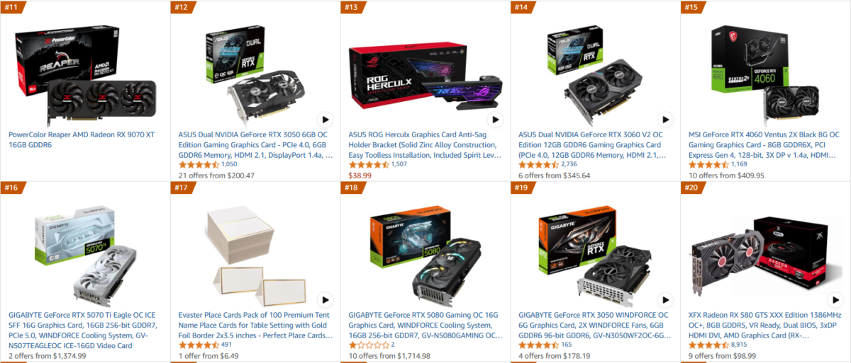 ventes gpus amazon